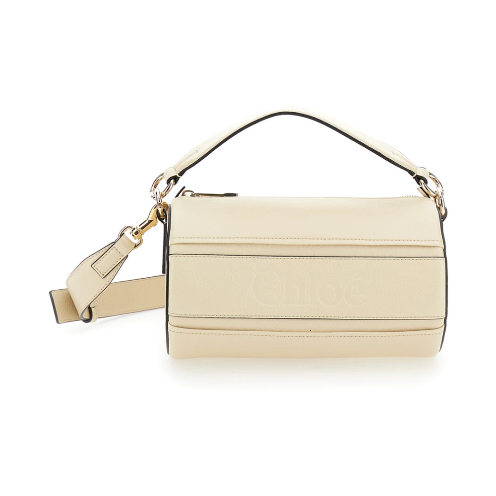Chloé Crème witte Tube Schoudertas met gegraveerd logo White Dames
