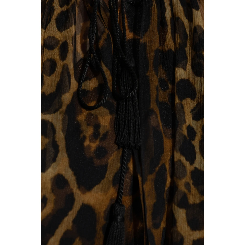Tom Ford Zijden jurk met dierenprint Brown Dames