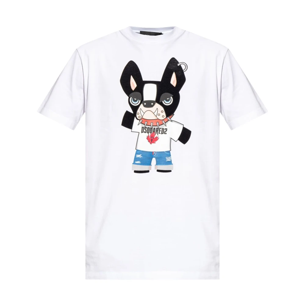 Dsquared2 T-shirt met Grafische Print en Ronde Hals White Heren