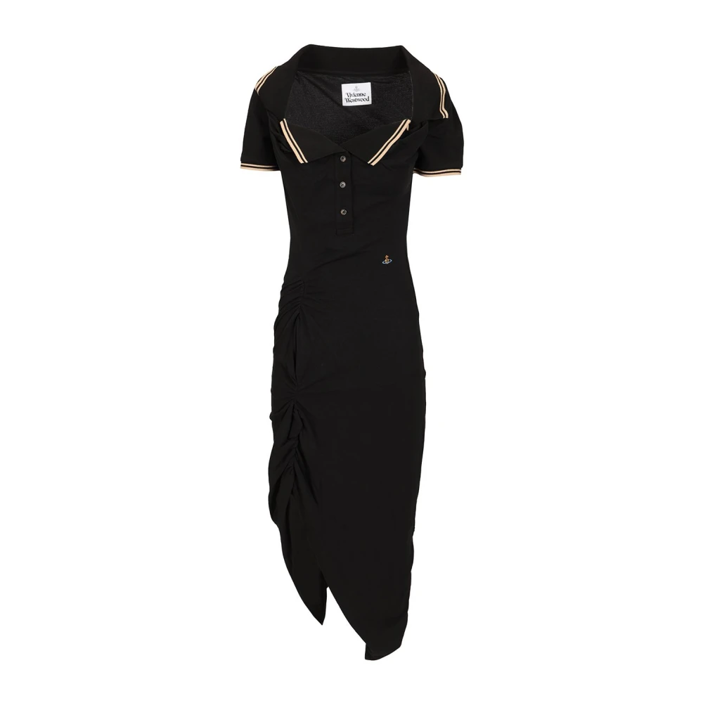 Vivienne Westwood Vrouw Zwart Kleedjes Dames, M, Katoen, Long Monday Pulling Midi Jurk