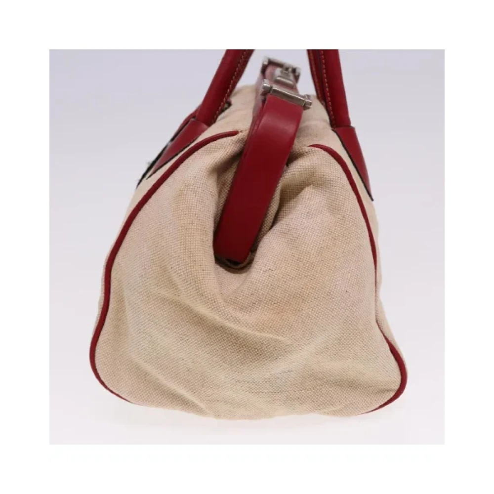 Prada Vintage Pre-owned Canvas prada-bags Beige Dames