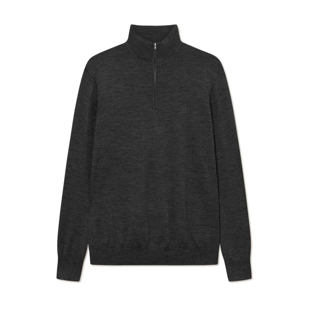 Les Deux Greyson Half Zip Merino Gebreide Trui Gray Heren