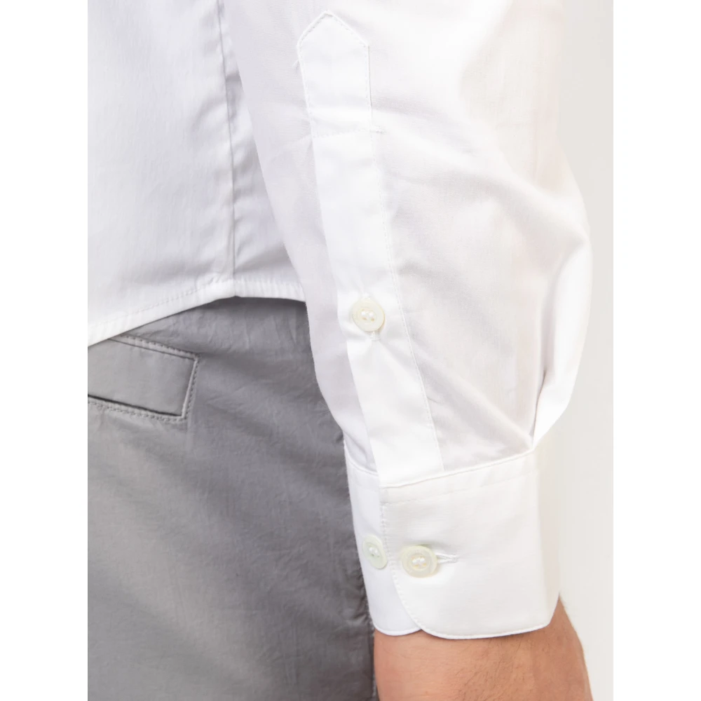 Emporio Armani Stretch getailleerd overhemd White Heren