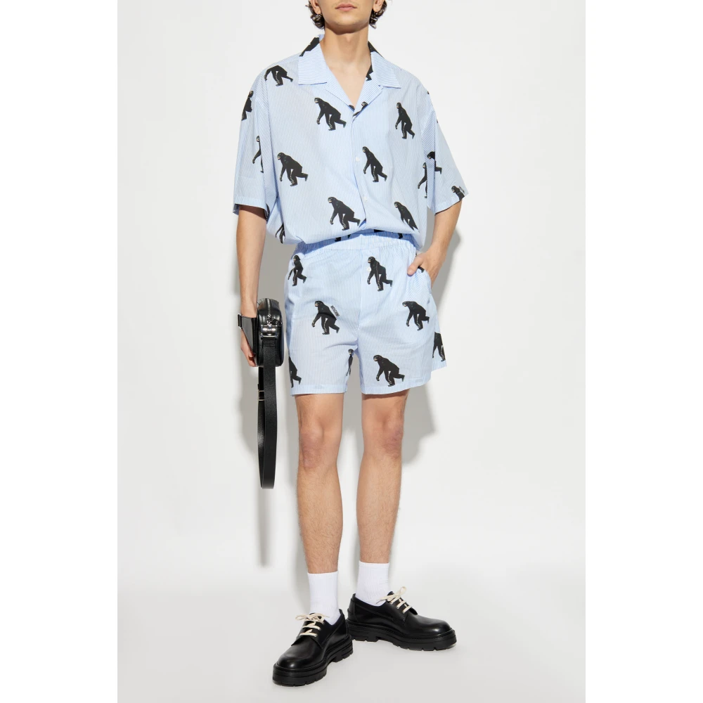 Moschino Dierenprint Shorts Blue Heren