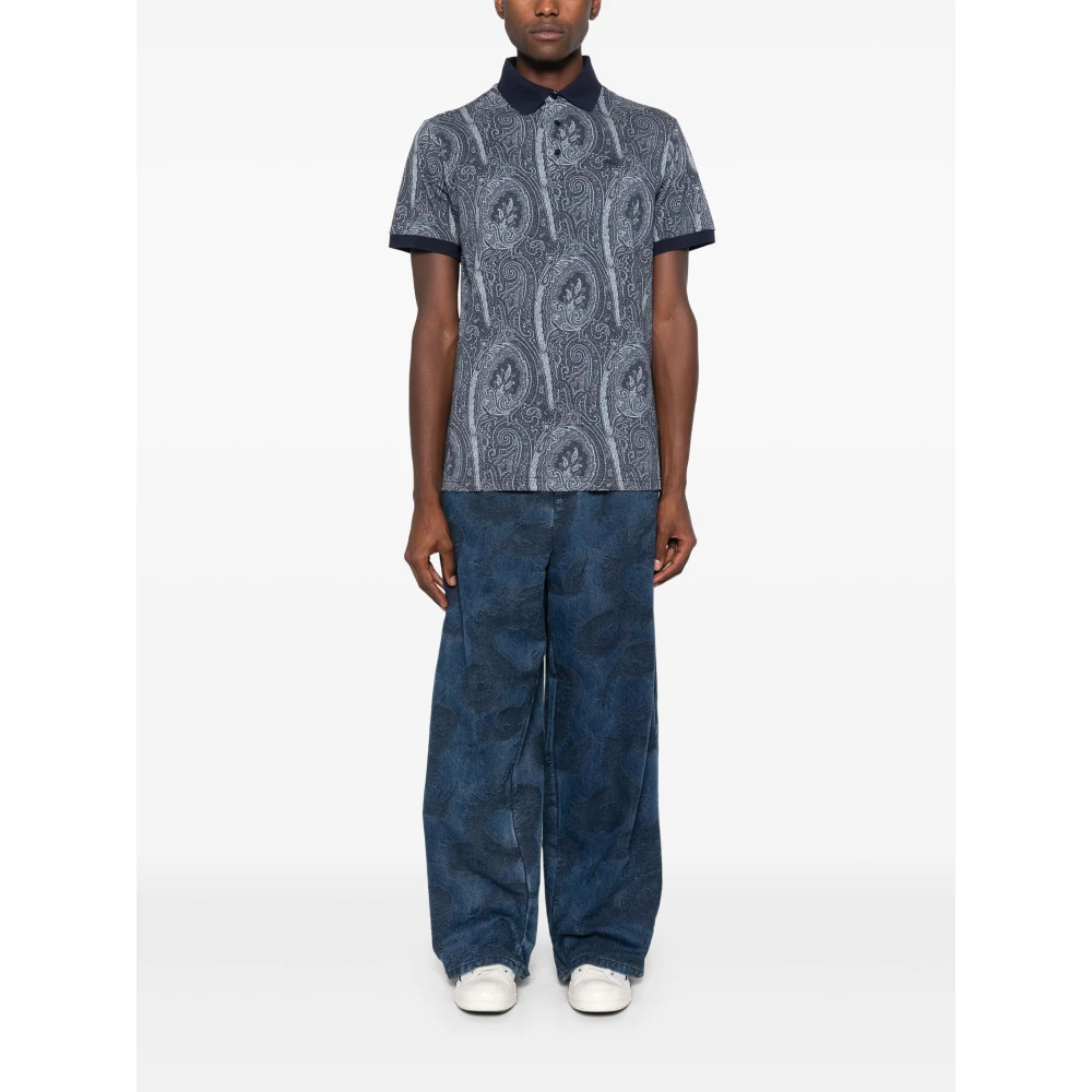 ETRO Roma Polo Shirt Blue Heren