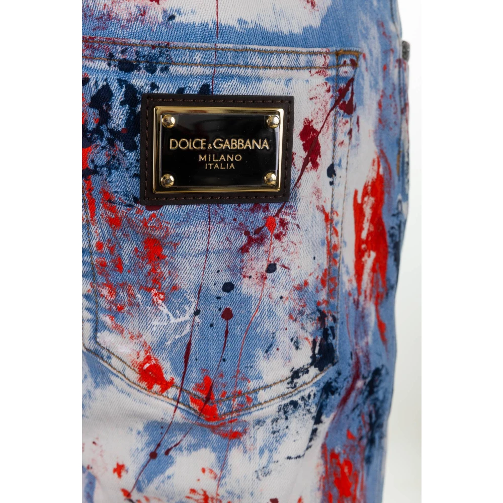 Dolce & Gabbana Heren Geschilderde Losse Jeans Multicolor Heren