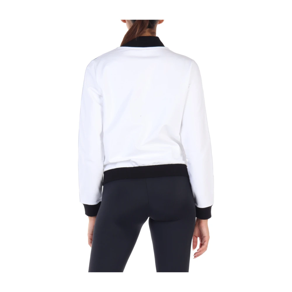 Moschino Katoenen sweatshirt met rits en logobanden White Dames