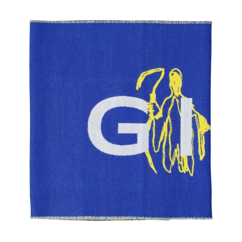 Givenchy Men's Blue Winter Scarves, One Size, Logo Wool Scarf