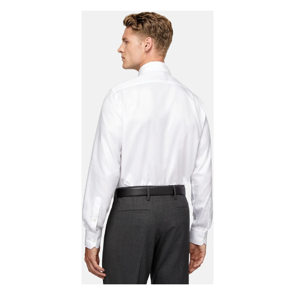 Boggi Milano Regular Fit Katoenen Twill Overhemd White Heren