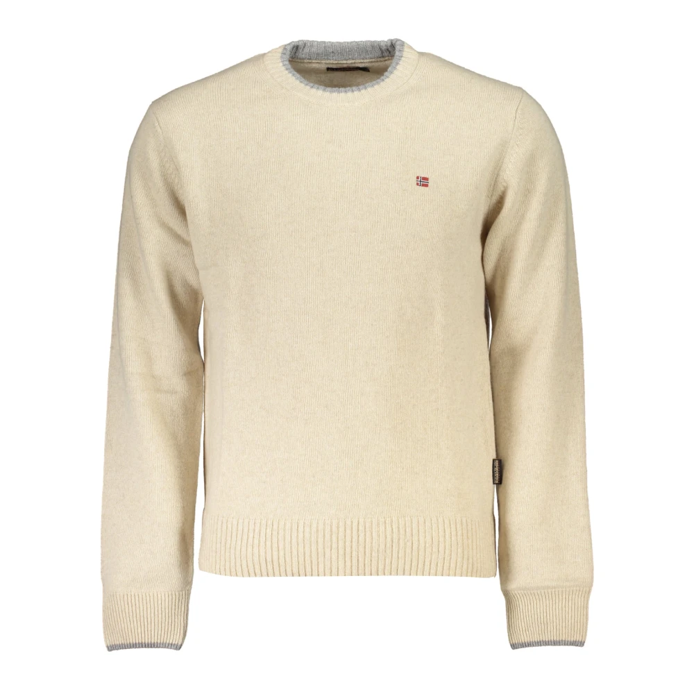 Napapijri Men's Beige Round-Neck Knitwear, 2XL, Clothing