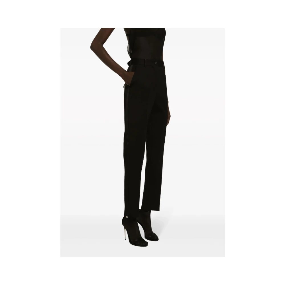 Dolce & Gabbana Zwarte wolblend broek rechte pijp Black Dames