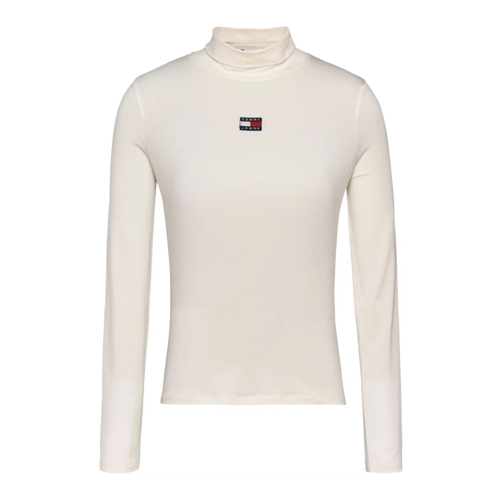 Tommy Jeans Hoge hals lange mouwen T-shirt White Dames