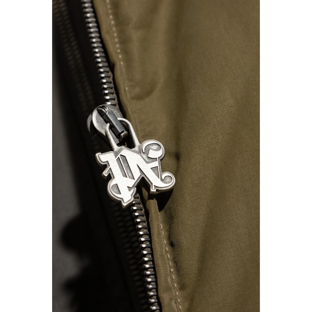 Palm Angels Donsjack met logo Green Heren