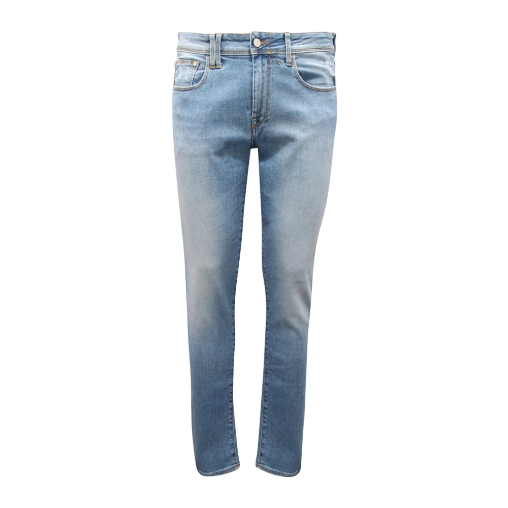 Cycle Men's Blue Skinny Bleached Destroyed Touch Jeans