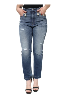 Mörkblå Skinny High Waist Jeans