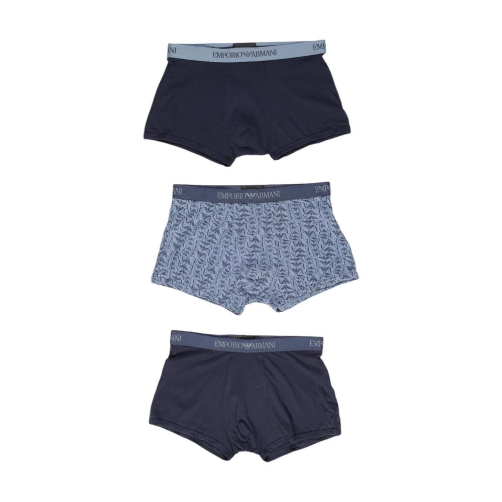 Emporio Armani Stijlvolle Blauwe Logo Boxershorts Blue Heren