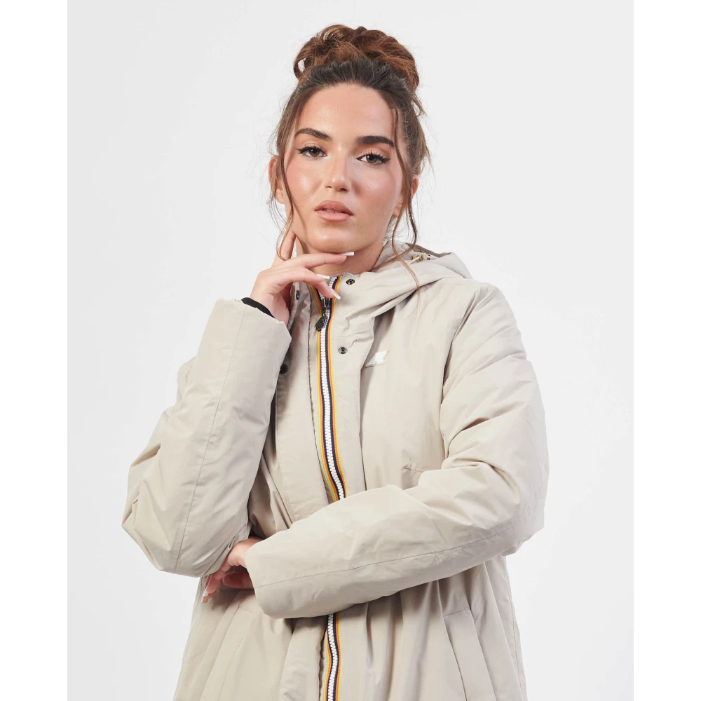 K-way Beige Slim-Fit Halflange Jas Beige Dames