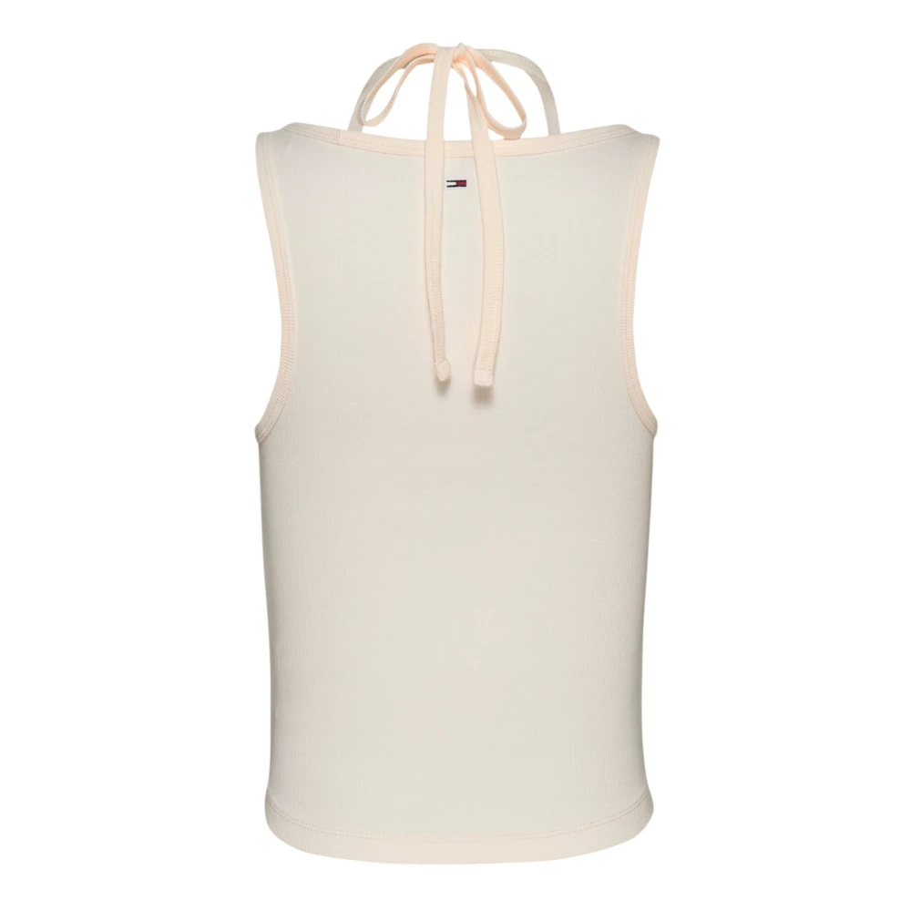 Tommy Jeans Witte Mouwloze Ronde Hals Top White Dames