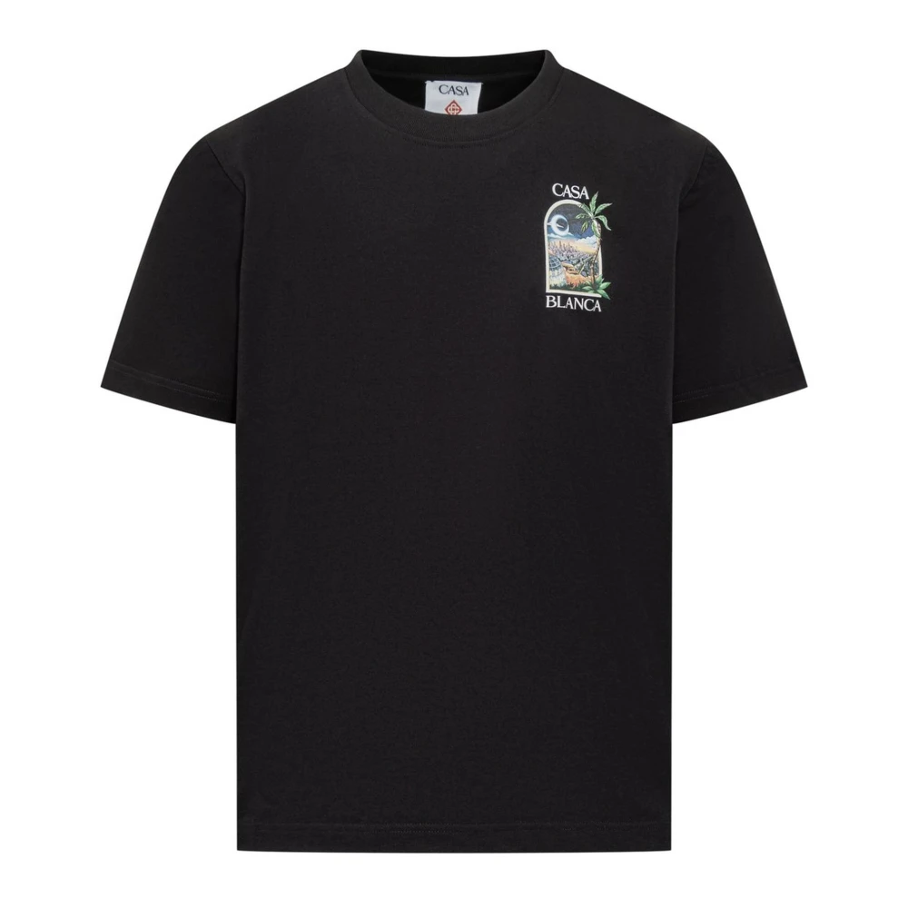 Casablanca Svart bomull T-shirt med tryck Black, Herr