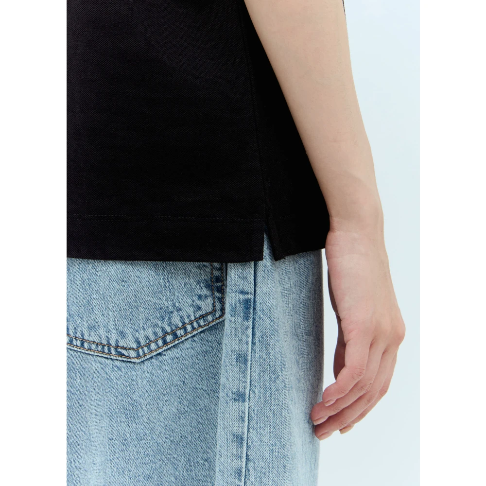 Moncler Logo Patch Polo Shirt Black Dames
