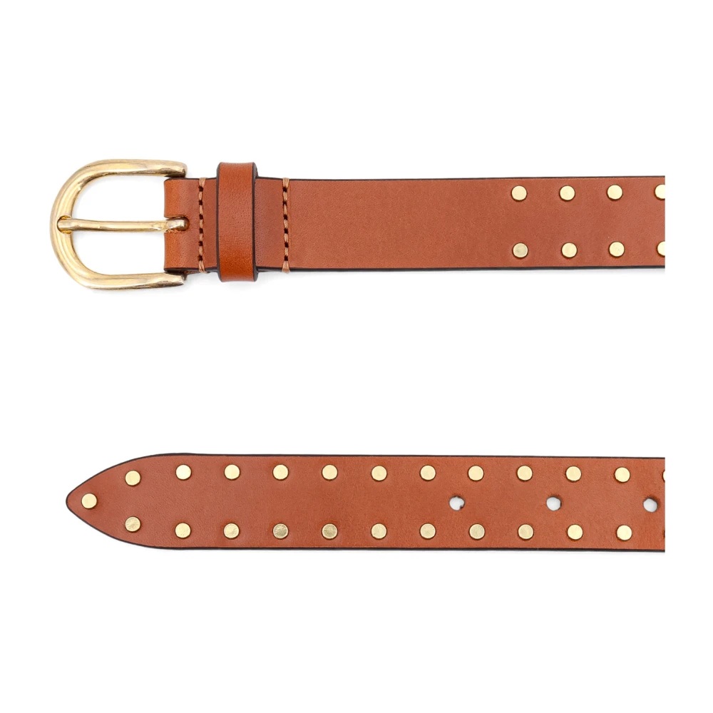 Isabel marant Studded Leren Riem met Metalen Gesp Brown Dames