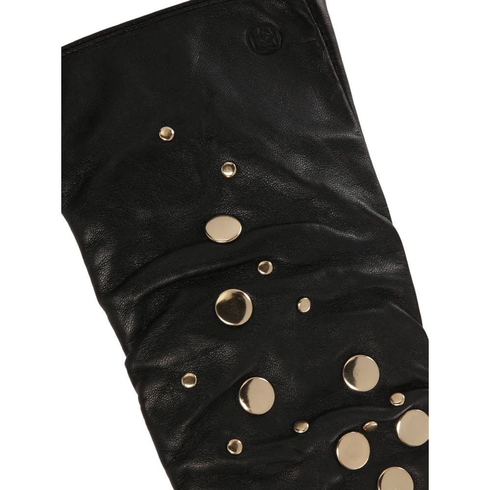 Kazar Lange zwarte handschoenen versierd met gouden klinknagels Black Dames