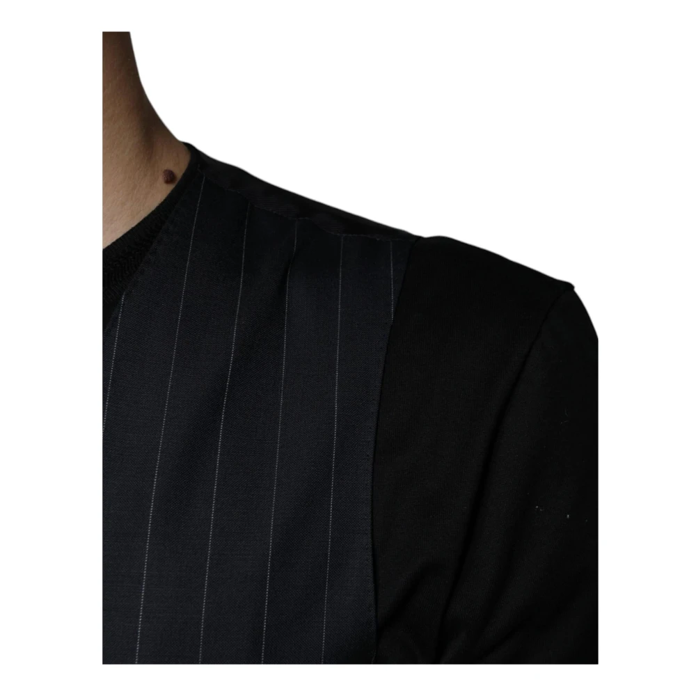 Dolce & Gabbana Zwart leren vest jurk formeel vest Black Heren