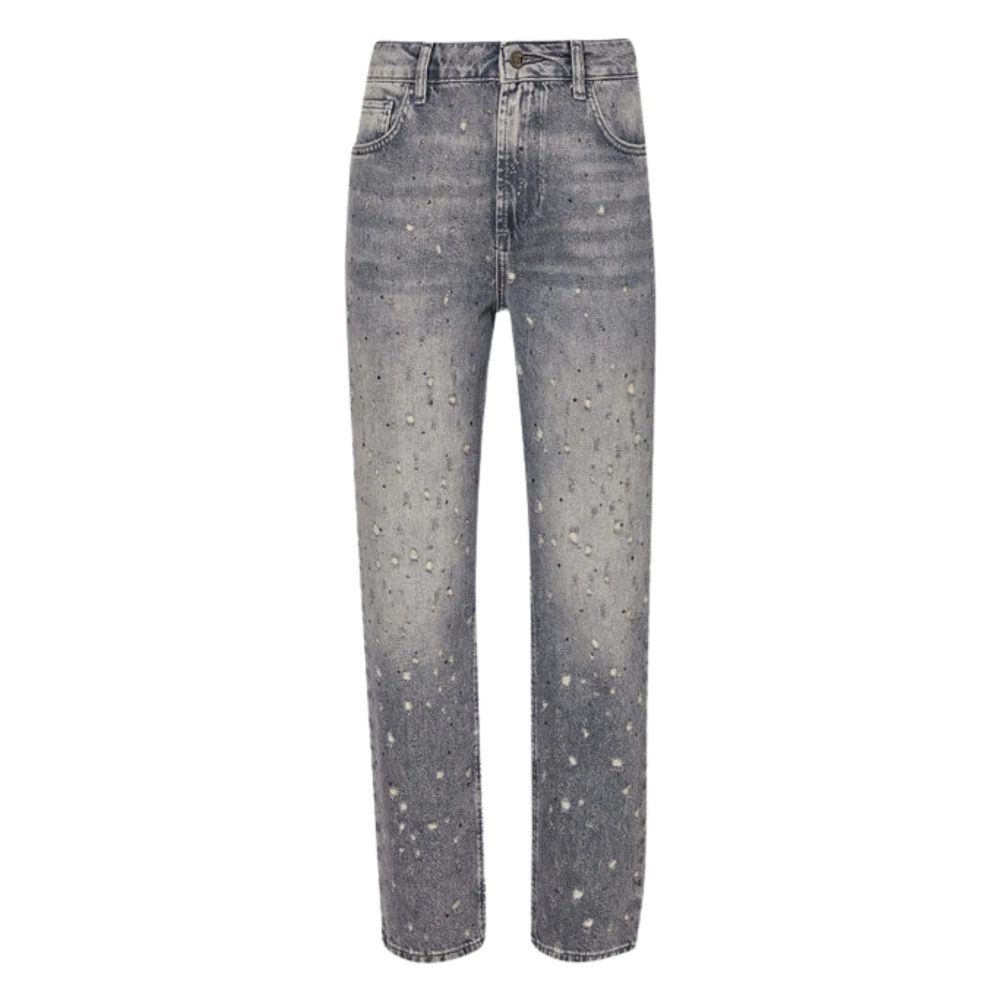 Liu Jo Grå Straight Jeans med Strass Gray, Dam