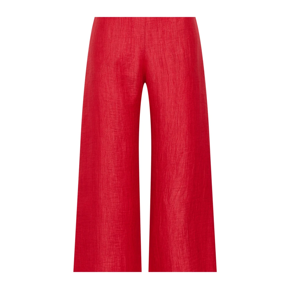 Maliparmi Women's Red Wide Trousers, M, Linen Jacquard Trousers