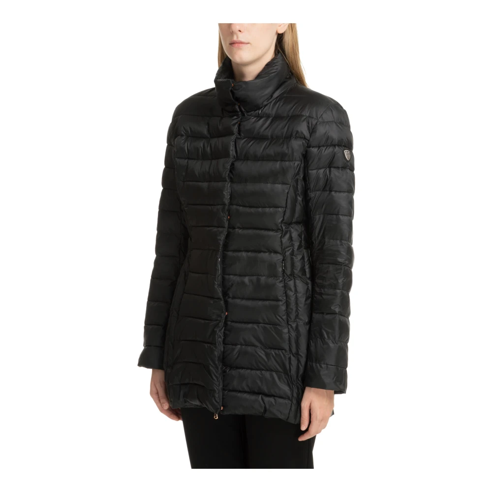 Emporio Armani EA7 Warme Donsjas Drukknoopsluiting Rits Black Dames