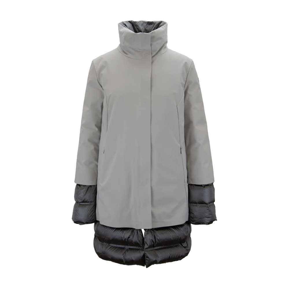 Rrd Gray Down Coats, Female, M, Women's Down Jacket With Zipper, Snap Button
