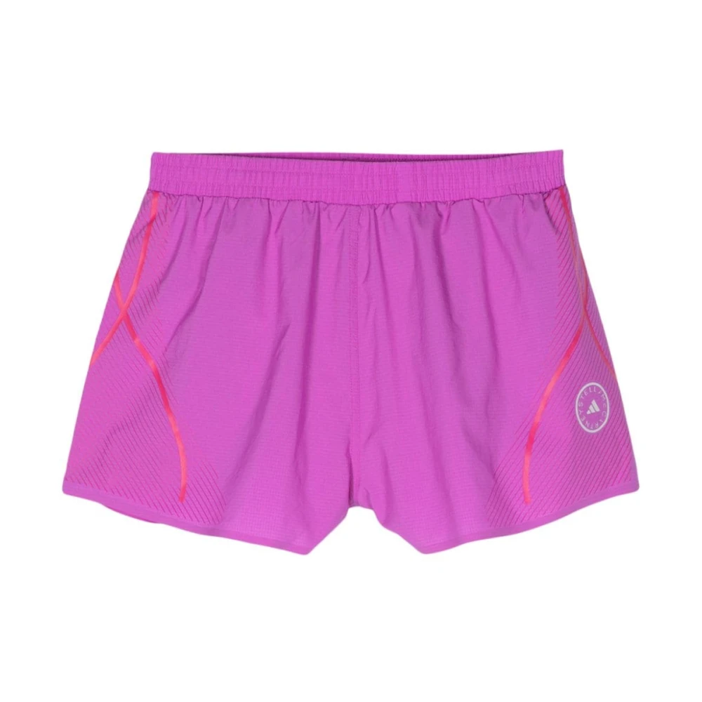 Adidas by stella mccartney Fuchsia Shorts met Streep Print en Logo Detail Pink Dames
