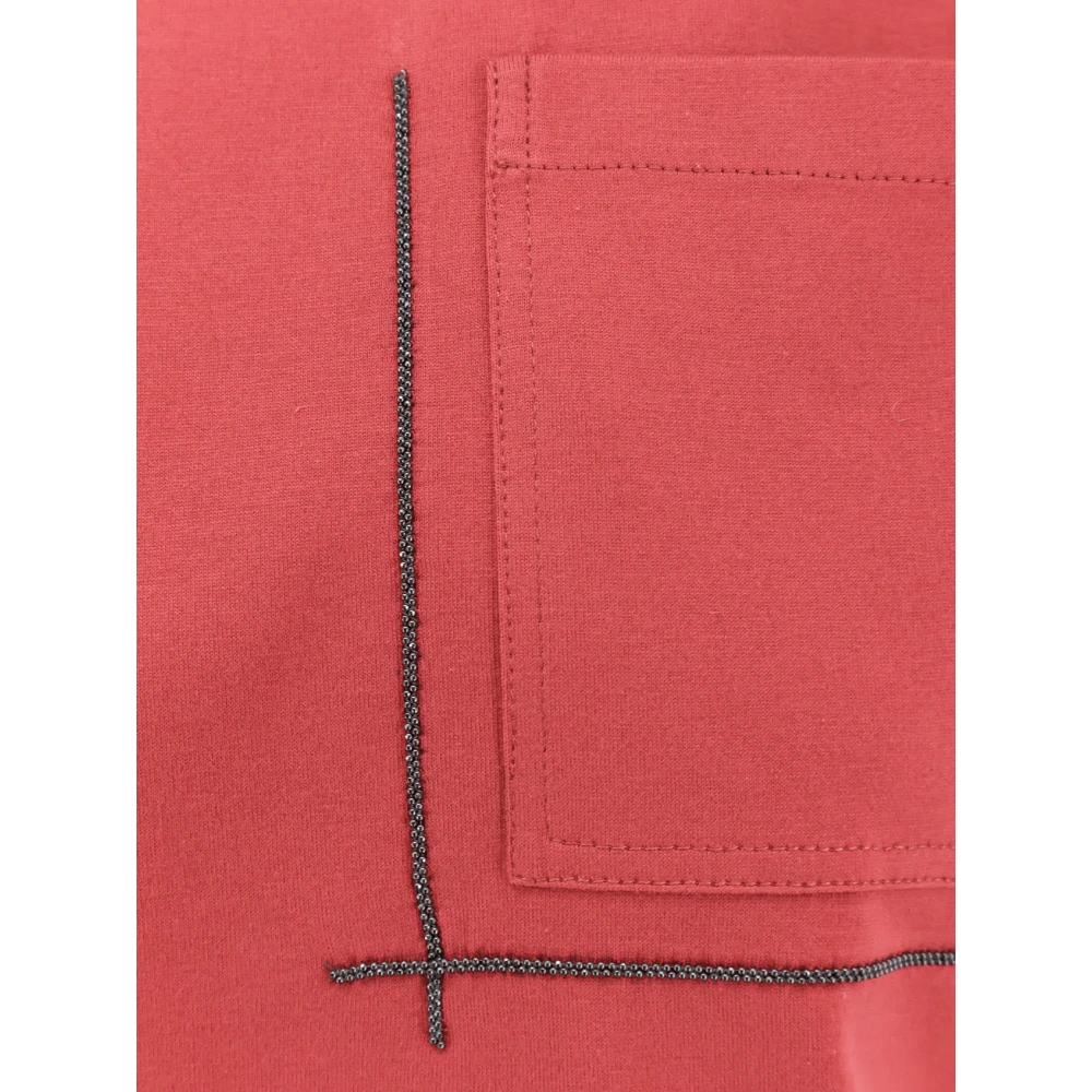 BRUNELLO CUCINELLI Katoenen T-shirt met Monili-detail Red Dames