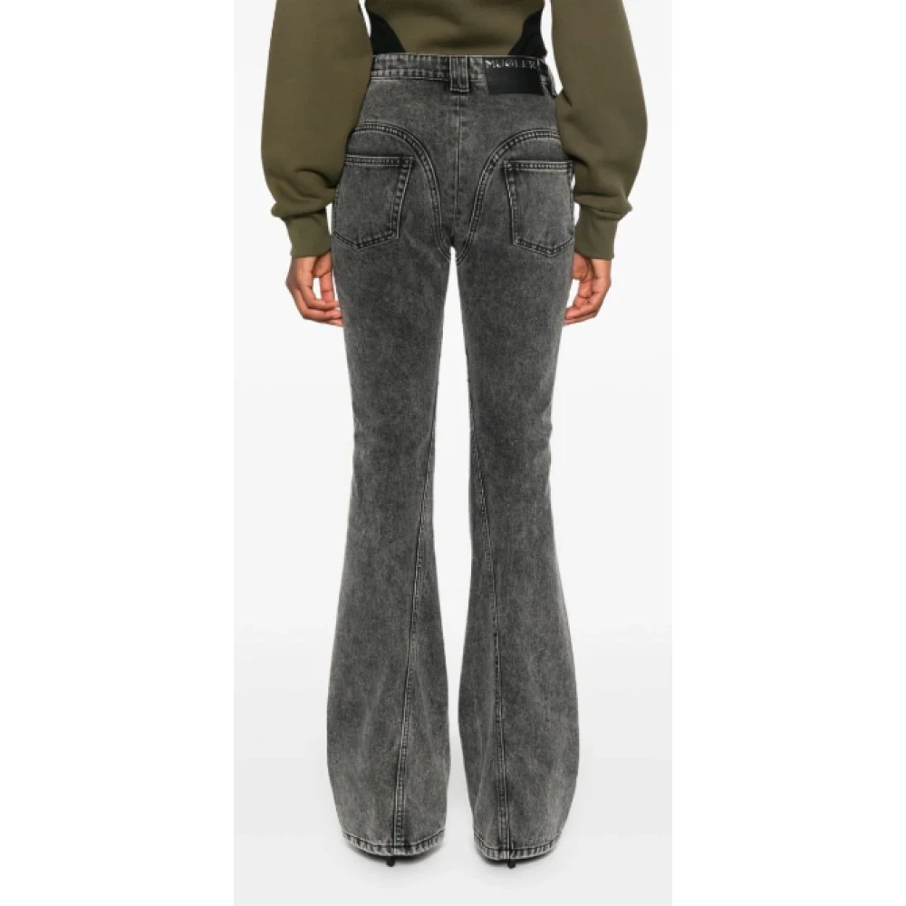 Mugler Zwarte Gewassen Denim Broek Gray Dames