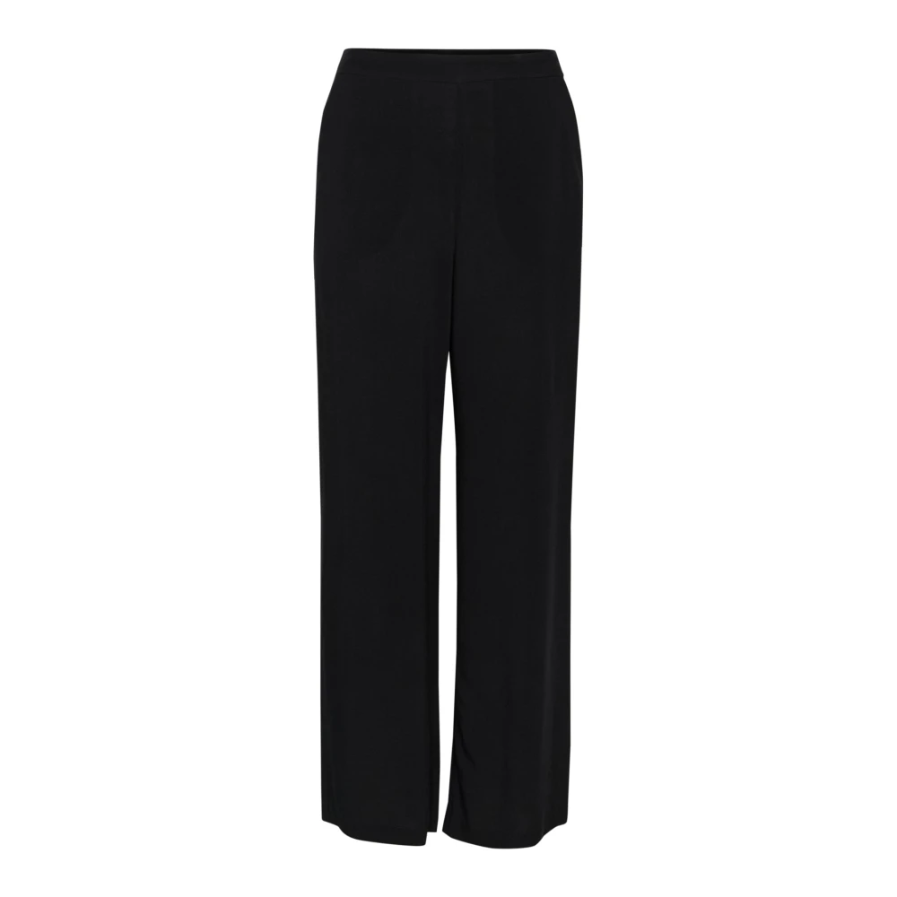 Part Two Women's Black Elastic Waist Wide Leg Trousers - Wide Trousers - 4XL - Trousers