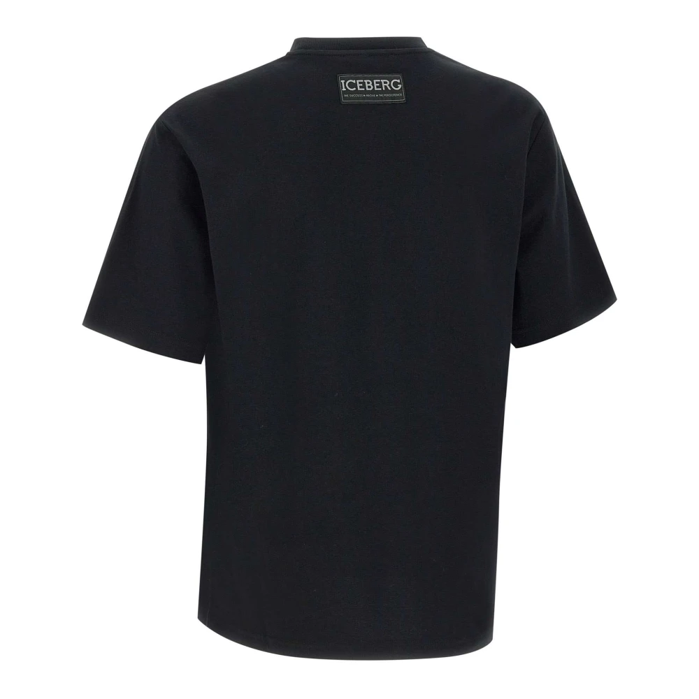 Iceberg Cartoon Geborduurd Zwart T-shirt Black Heren