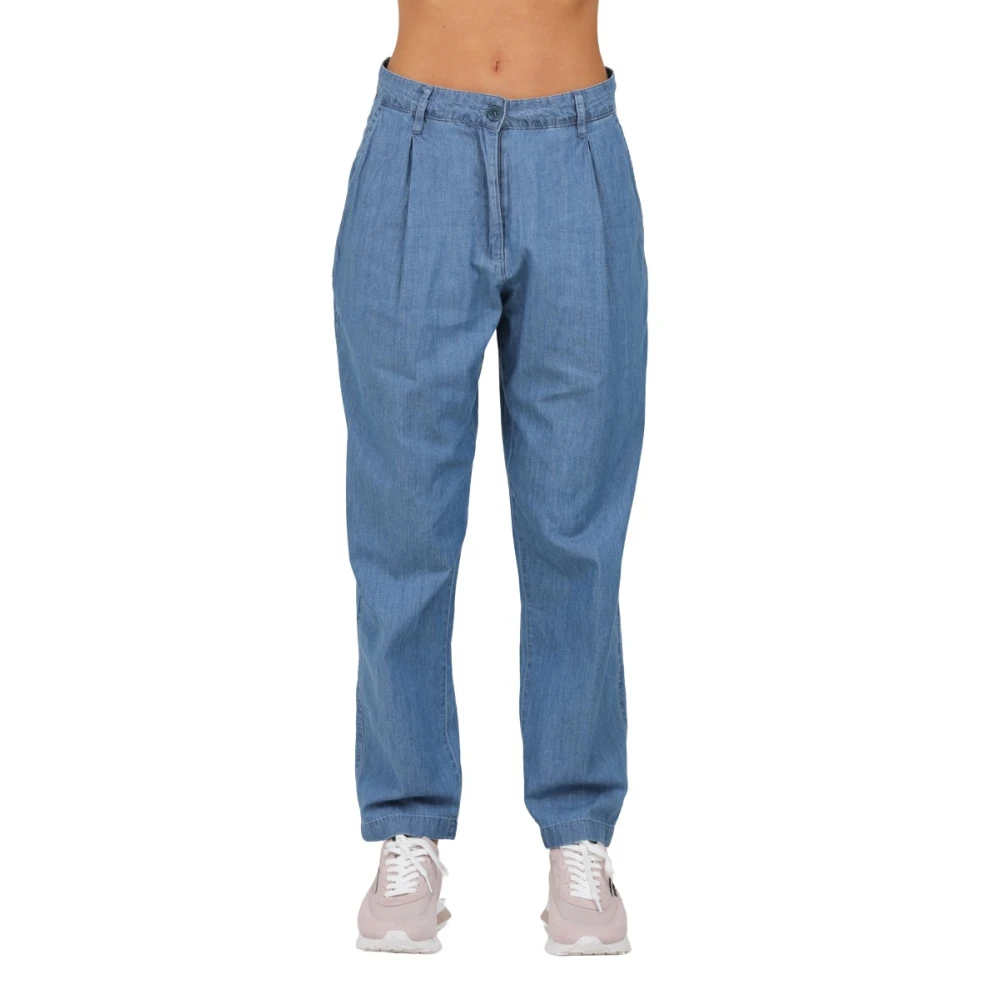 Aspesi Långa Veckade Jeans Blue, Dam