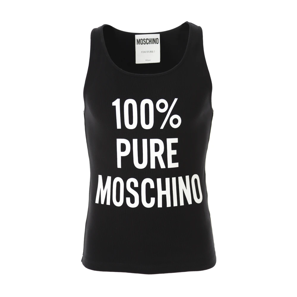 Moschino Geribbelde Tanktop in Zwart Black Heren