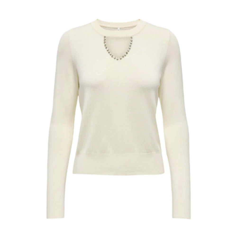 Only Women's Beige Round Neck Long Sleeve Knitwear