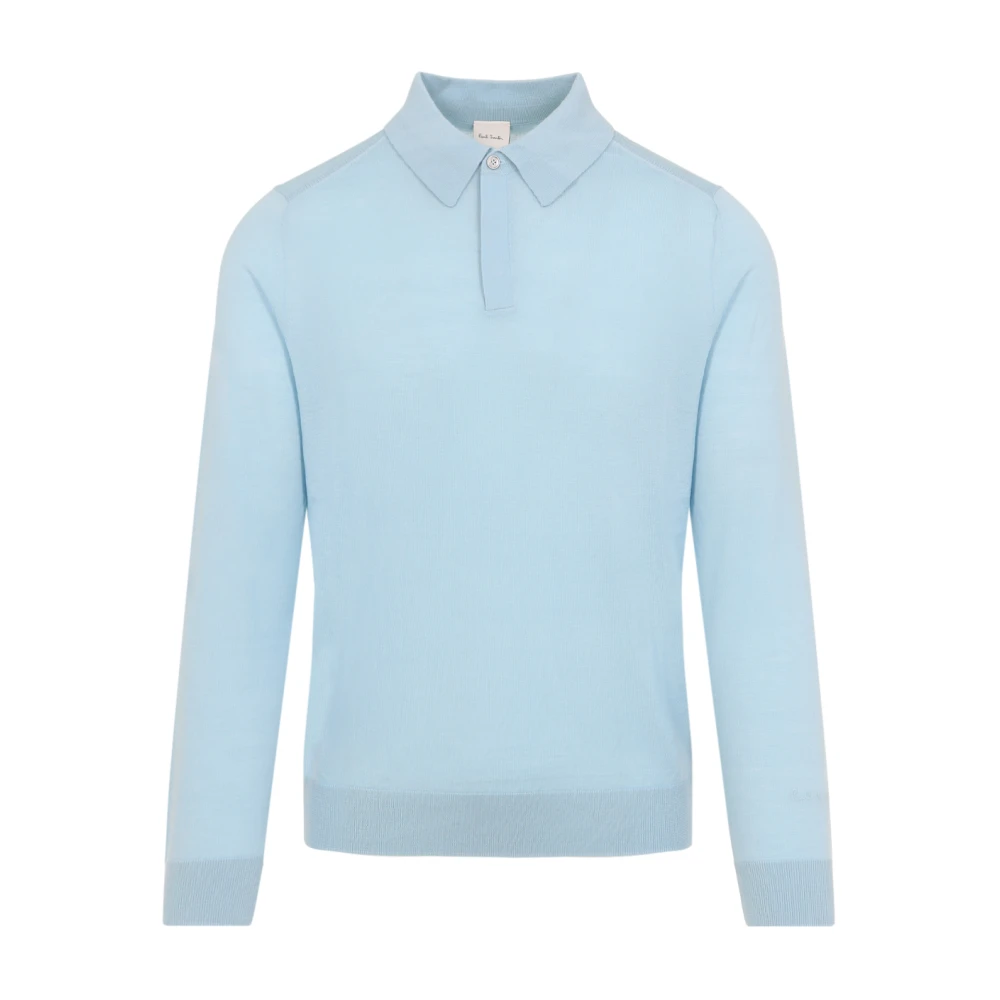 Paul Smith Men's Blue Polo Shirts, M, Merino Wool Polo Jumper
