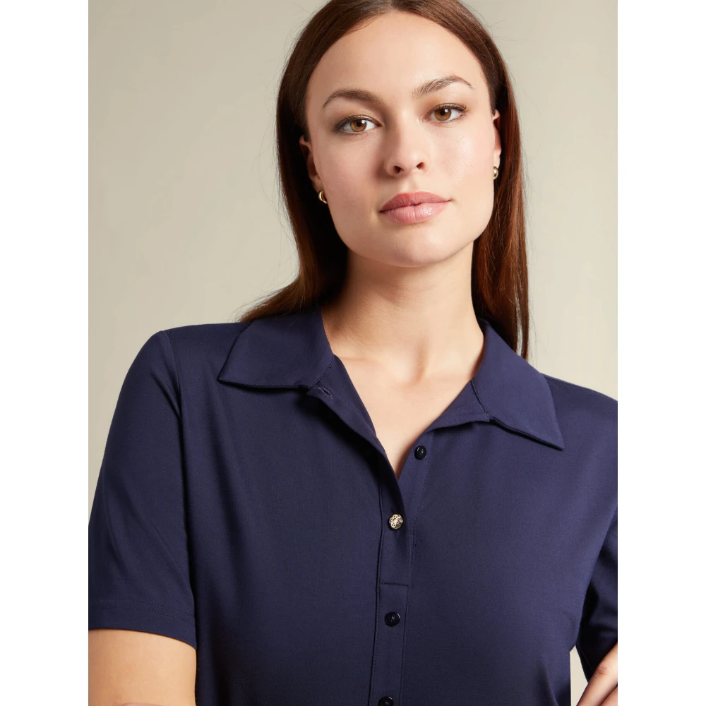 Elena Mirò Polo met knopen Blue Dames
