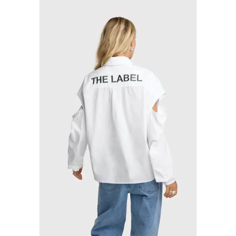Alix The Label Poplin Blouse met Uitgesneden Schouders en Borduursels White Dames
