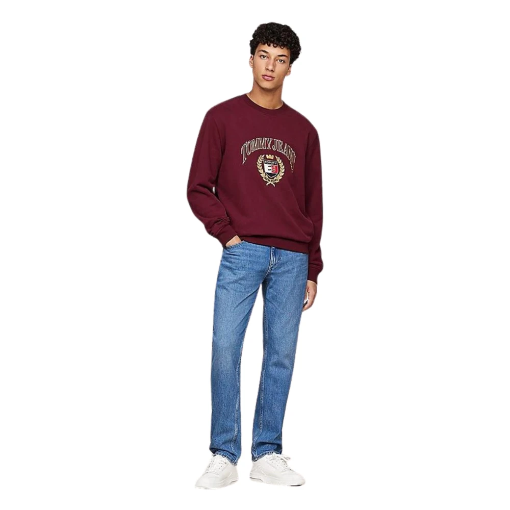 Tommy Hilfiger Bordeaux Katoenen Sweater Iconisch Embleem Red Heren