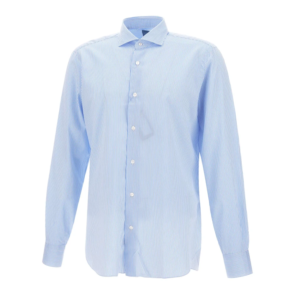 Barba Dandy Life Blauw Gestreept Katoenen Overhemd Blue Heren