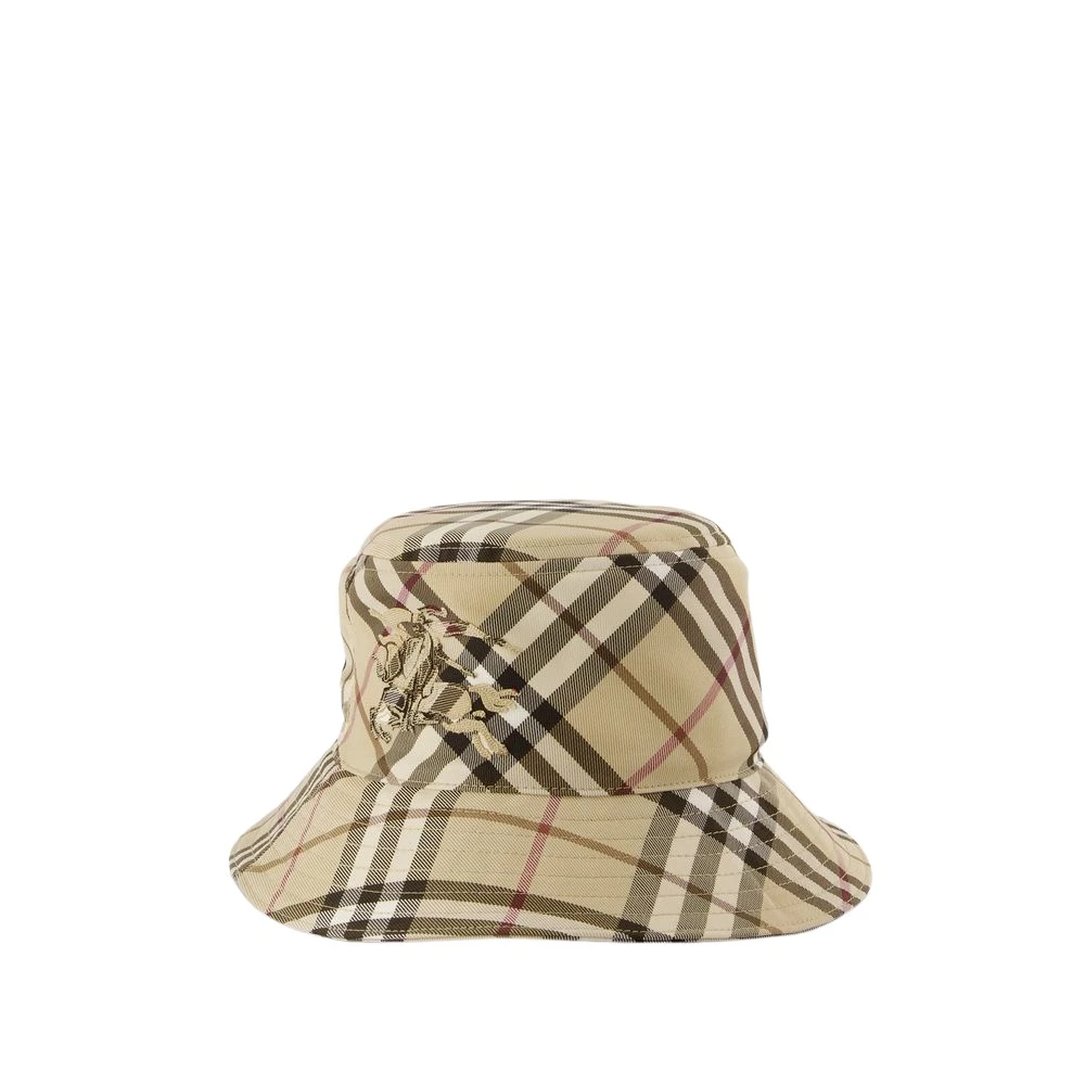 Burberry Geruite Bucket Hat met Equestrian Knight Multicolor Heren