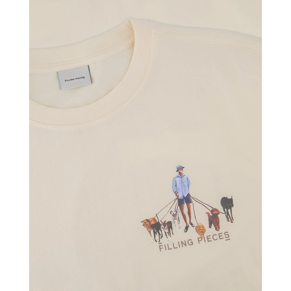Filling Pieces T-shirt Dog Walker Antique White Beige Heren