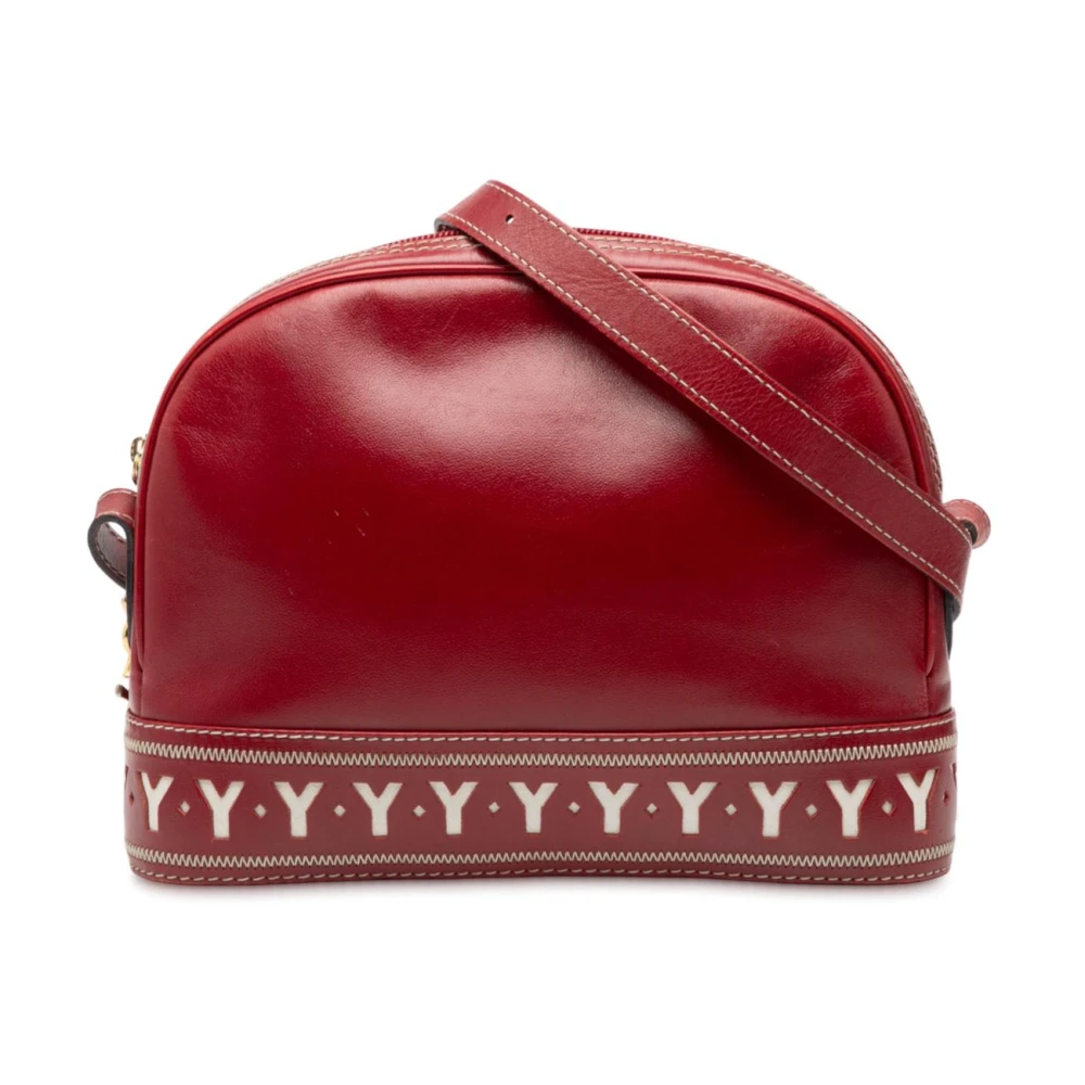 Saint Laurent Vintage Women's Red Pre-Owned Leather Crossbody Bag