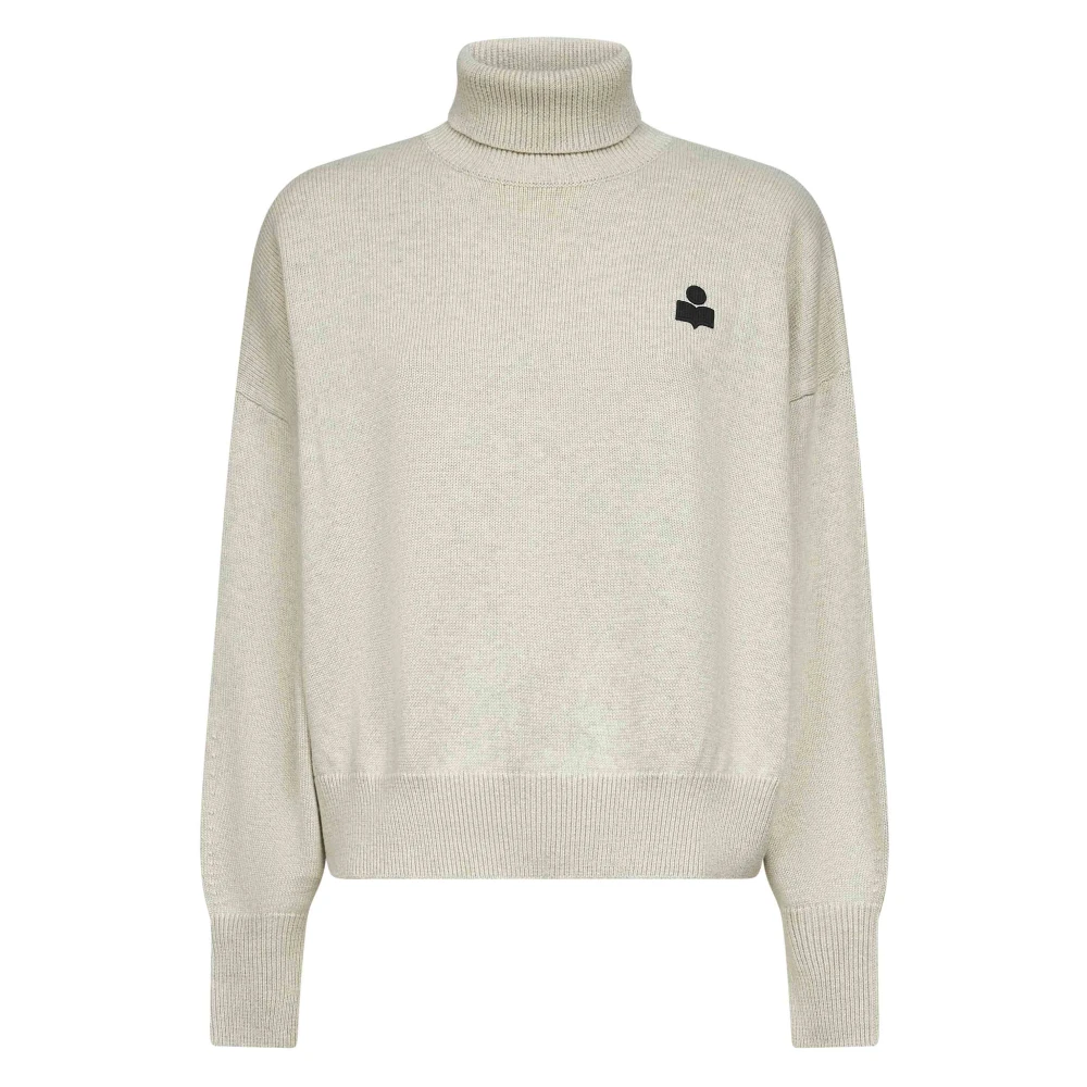 Marant Étoile Kvinno Grå Stickade Tröjor Dam, Xs, Bomull, Tröja Med Im-Logotyp Broderi