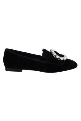 Eleganta Loafers i Sammet med Kristallutsmyckningar