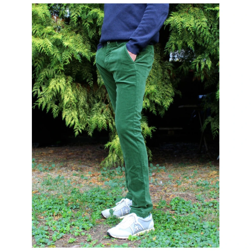 Mason's Slim Fit Fluweel Katoenen Chino Broek Green Heren